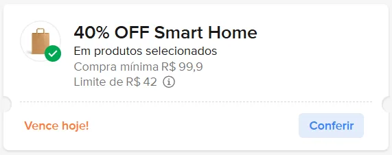 Cupom 40% OFF em Smart Home no Mercado Livre